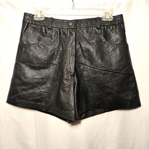 La Moda Womens Black Leather High Rise 4-pocket Shorts Size Juniors XL